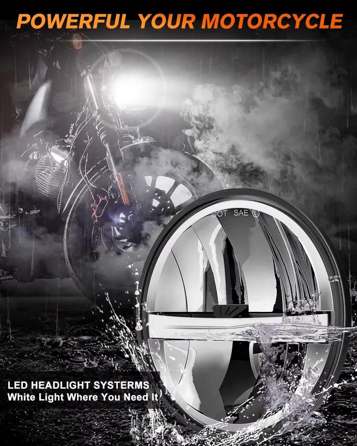 BraveWAY 5.75 pouces LED moto phare moto, 5-3 / 4 lampe pour Harley Sportster Roadster Glide Dyna po