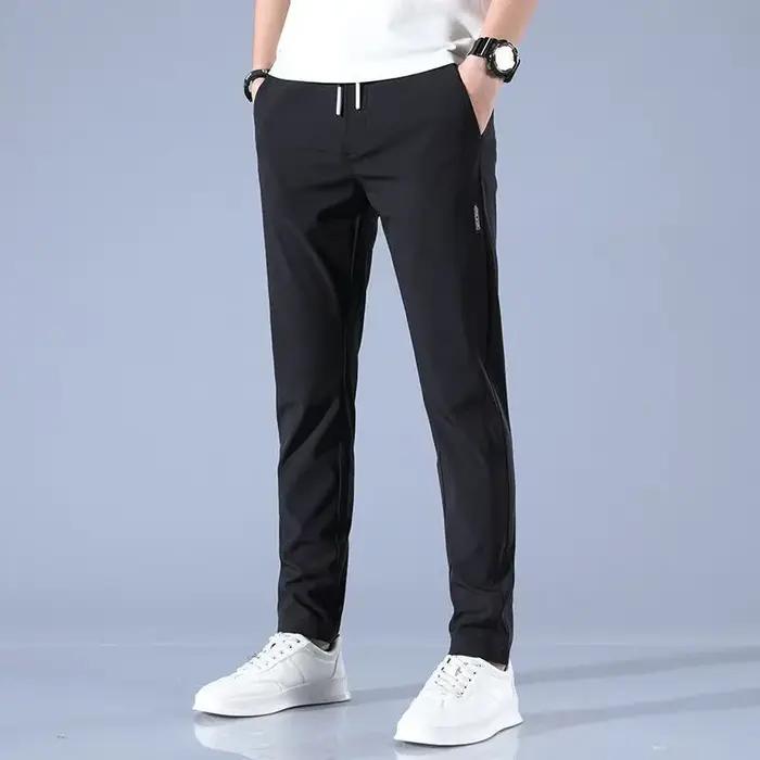 Été hommes glace soie séchage rapide pantalons décontractés coupe ajustée version coréenne