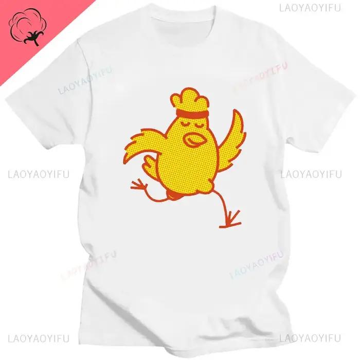 ME SUDA LA POLLA mignon poulet dessin animé imprimé t-shirt hommes femmes décontracté coton unisexe haut de sport t-shir