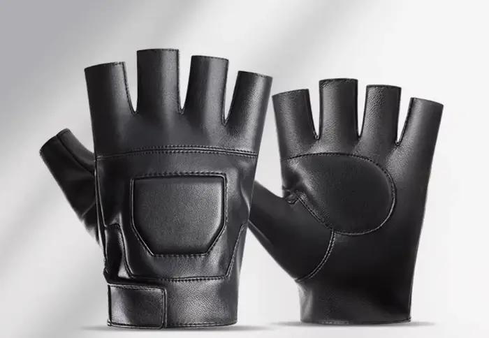 Gants tactiques russes demi-doigts cuir Storm pour chasse tir sportif protection renforcée