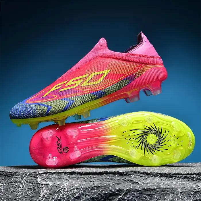 Nouveaux hommes bottes de Football antidérapantes chaussures de Football de haute qualité crampons d'herbe baskets de Futsal montantes Match intérieur vente chaude en plein air