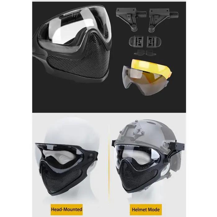 Tactical Full Face Mask Paintball Airsoft Cs Shooting Steel Mesh Breathable Prot