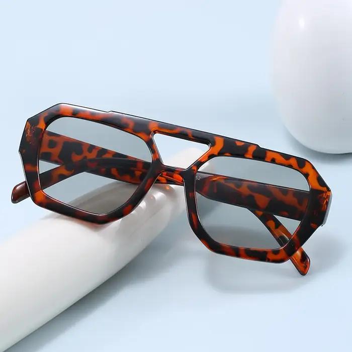 Lunettes anti-lumière design léopard pour femme - Double pont qualité supérieure protection solaire chasse