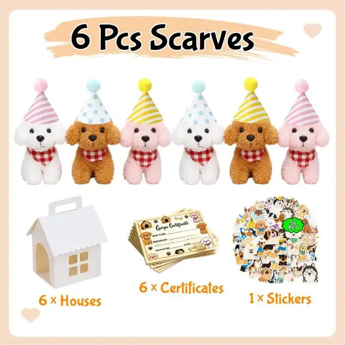 6/12/24 Pièces DIY Adopt A Puppy – Cadeaux de fête avec animaux en peluche et maison pour chien à co
