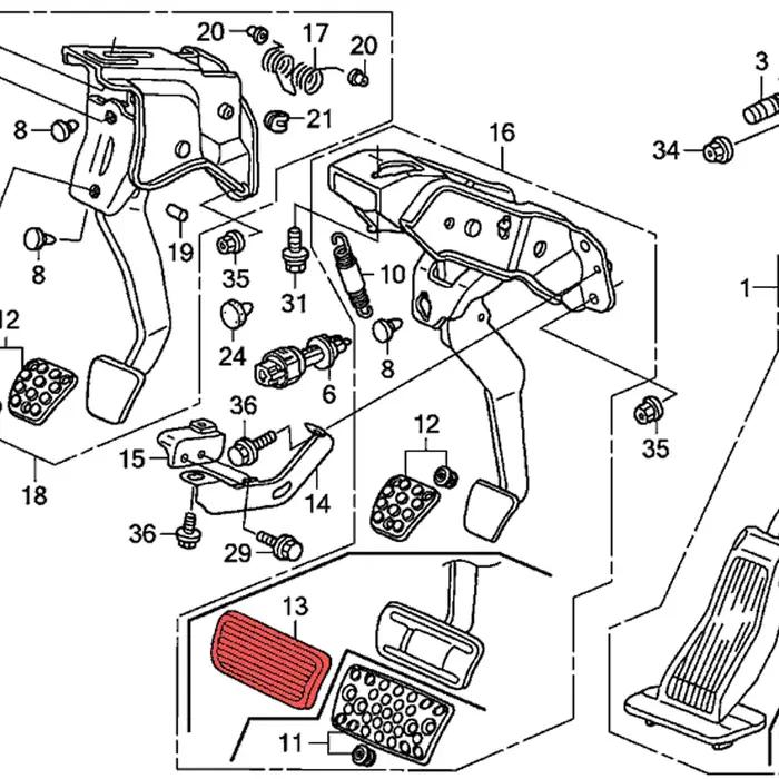 Couvercle en caoutchouc pour pédale de frein et d'embrayage de voiture, pour Honda Ccord Civic CR-V