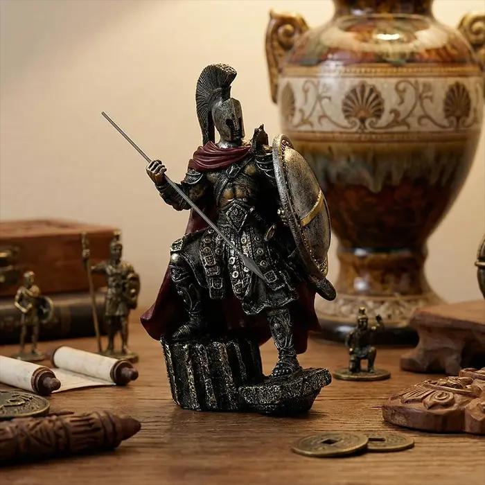 Figurine en résine de guerrier spartiate, statue de soldat grec avec épée, décoration de maison, ornement de bureau, cadeau pour hommes