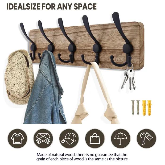 Porte-manteau mural rustique en bois brun pour entrée chaleureuse et bien organisée offerte pour occasions spéciales