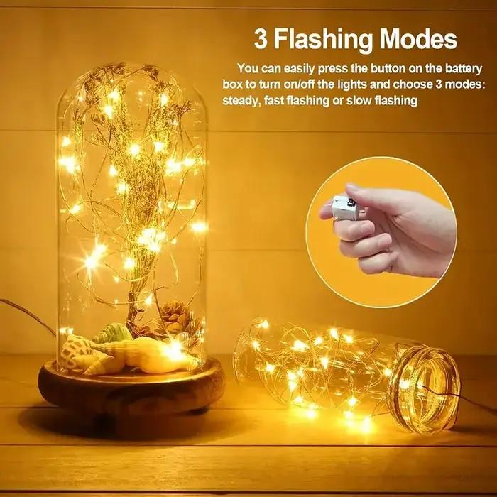 Mini guirxiété lumineuse à piles, lampe de conte nickel é, 20 LED, étanche, fête de mariage, décorat
