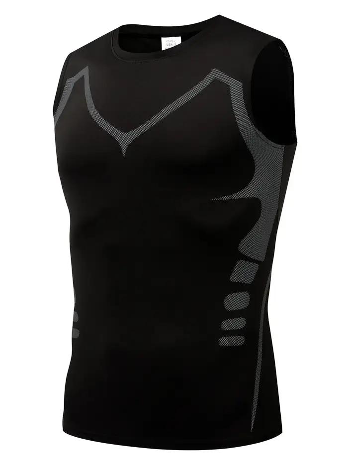 Gilet de sport pour hommes, vêtements de compression de fitness à base respirante à absorption d'hum