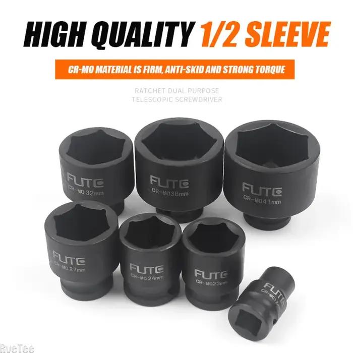 1/2 "pilote cr-v alliage haute qualité 6 points douille épaississement Hex clé à chocs courte tête d