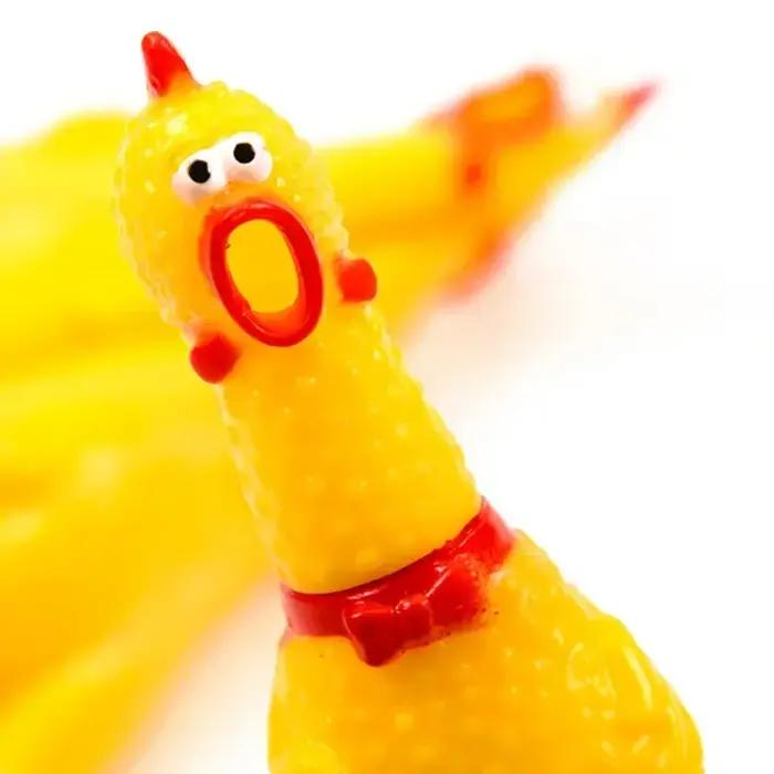1 jouet à mâcher durable pour chien en forme de poulet qui crie - Son de grincement et de couinement