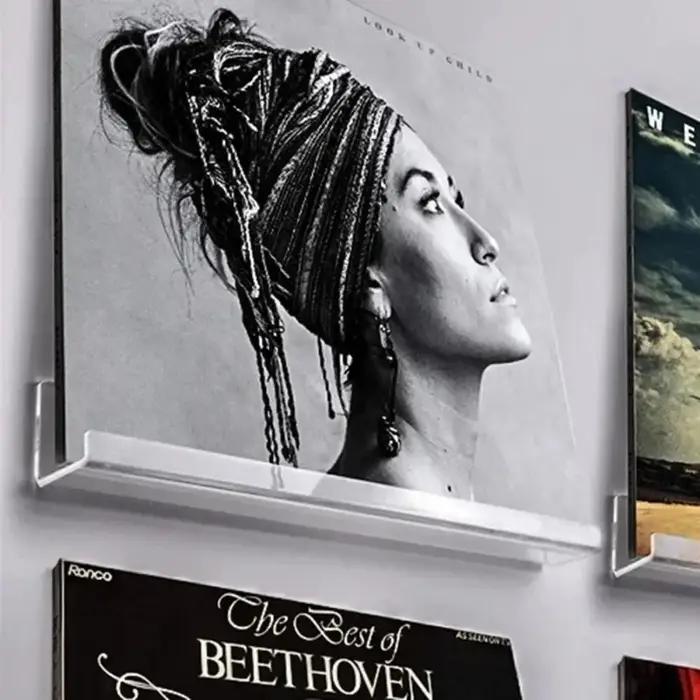 Présentoir d'enregistrement mural transparent, support de disque en vinyle, étagère pour CD en acryl