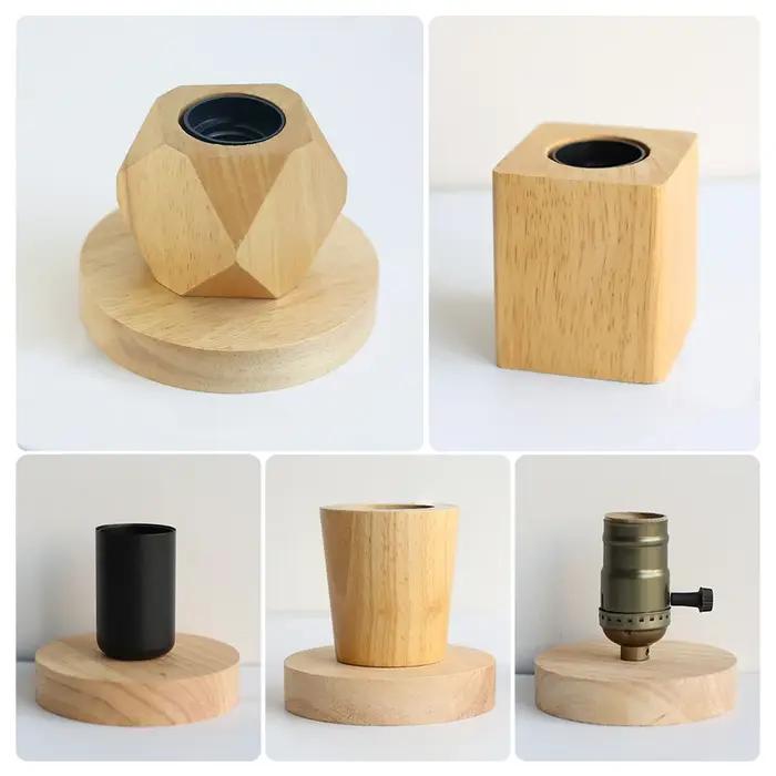 Lampe de Table rétro Vintage en bois E27, veilleuse 85-265V, prise ue pour chambre à coucher, lampe