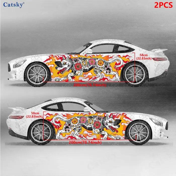 Autocollant de voiture en vinyle avec motif de chien et fleur
