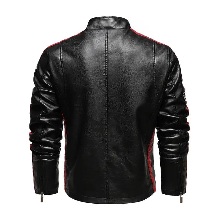 Combinaison de course de moto pour hommes, veste de couleur avec étiquette en cuir PU