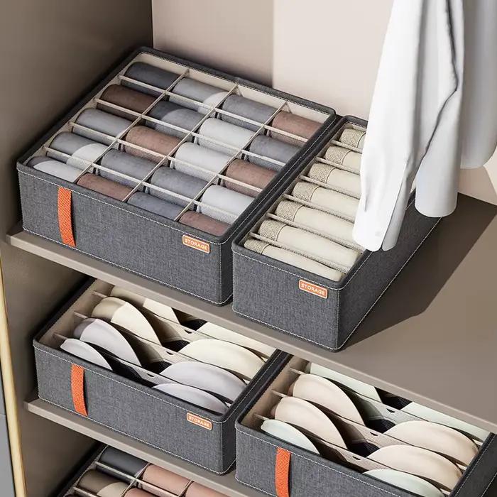 Organisateur de tiroir de placard pour sous-vêtements, vêtements, chaussettes, soutiens-gorge, boîtes de rangement pour pantalons et chaussettes