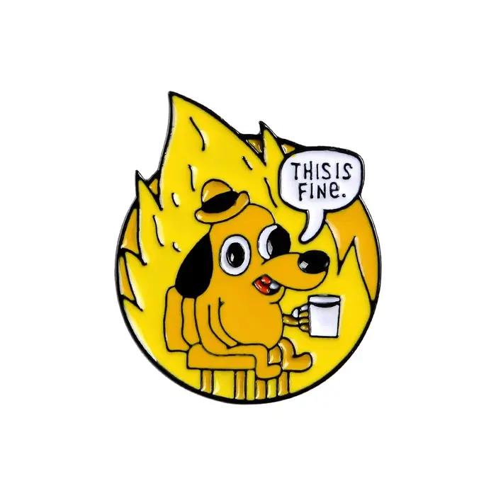 Chien émail broche Meme dessin animé bande dessinée Animal bijoux badges broches broches pour amis