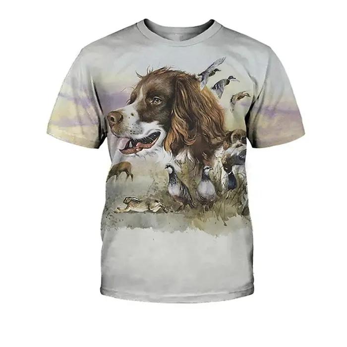T-shirt imprimé chien de chasse décontracté pour hommes et femmes, style Harajuku Y2K, col rond, manches courtes, motifs teckels, t-shirts respirants pour toutes les occasions