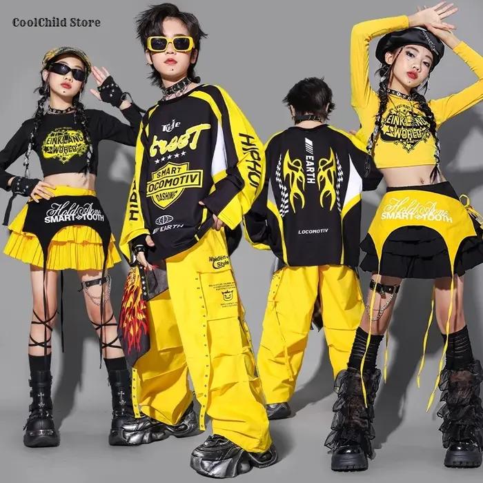 Filles K-pop haut court Cargo pantalon jupe de danse de rue garçons Hip Hop vêtements ensembles enfa