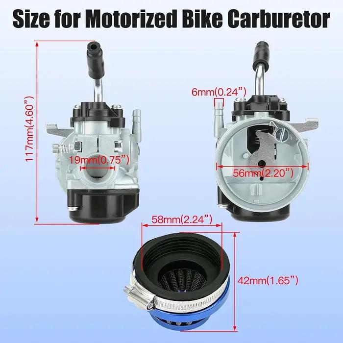 Carburateur de course avec filtre à air pour moteur 2 temps, vélo motorisé, 49cc, 66cc, 70cc, 80cc