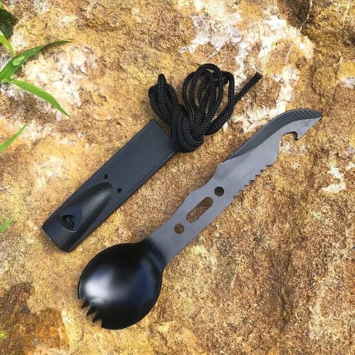 Vaisselle de Camping en plein air couteau en acier inoxydable fourchette cuillère Portable multi-fon