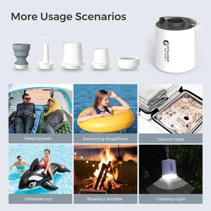 FLEXTAIL TINY PUMP X - Pompe à air de camping portable avec batterie de 1300 mAh rechargeable pour f