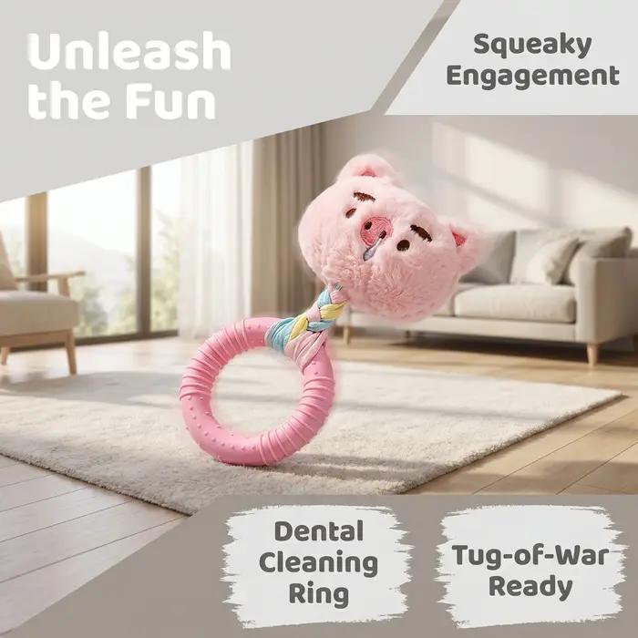 Jouets pour chiens : Anneau interactif en caoutchouc TPR résistant aux morsures pour petits et moyens