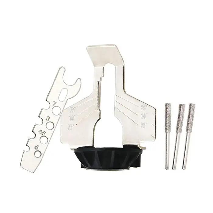 Kit d'affûtage pour scie à chaîne avec guide d'affûtage et accessoires pour meuleuse électrique pour bricoleurs et professionnels travaillant avec du bois