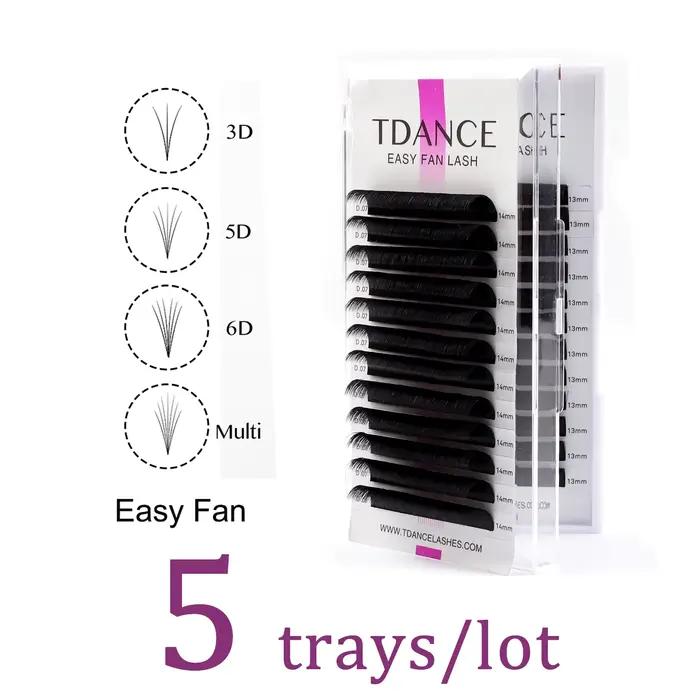TDANCE 5 plateaux/Lot facile ventilateur Bloom Extension de faux cils floraison automatique rapide a