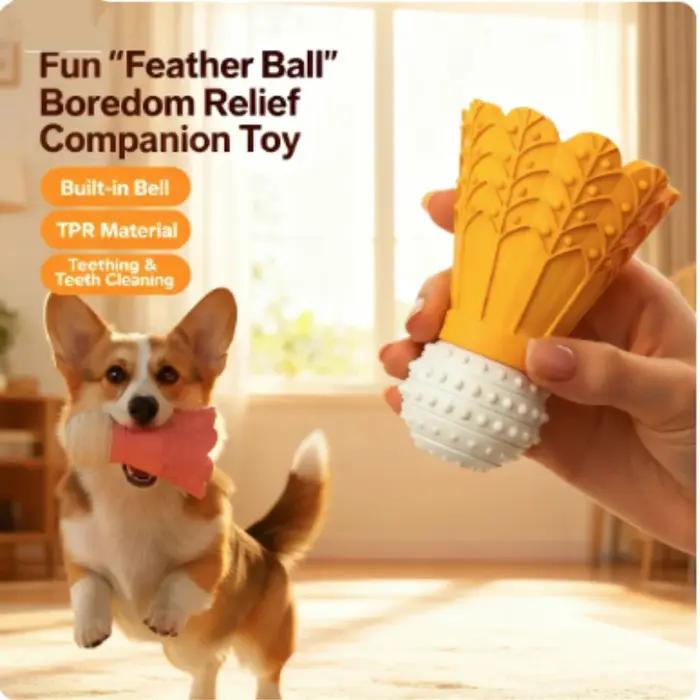 Jouet interactif à mâcher en forme de badminton pour chiens résistant aux morsures soulageant l'ennui puzzle auto-amusant occasions spéciales chiots adultes chiens occasions quotidiennes moments particuliers