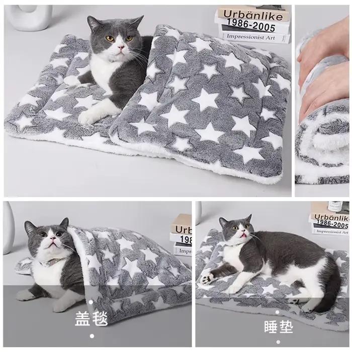 Tapis de couchage en flanelle pour animaux de compagnie, lit pour chien, lit pour chat, chiot, canapé, joli matelas, coussin pour petit et grand chien, couverture pour l'hiver
