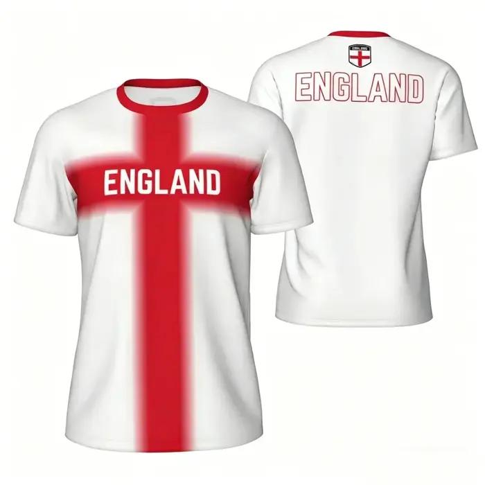 T-shirt Imprimé en 3D Drapeau Anglais Respirant et Rapide à Sécher Pour Hommes Fitness Streetwear Occasionnels
