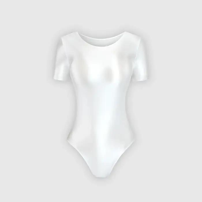 Maillot de bain XClocKNYoung en satin brillant, coupe lisse, coupe haute en T, manches courtes, mail