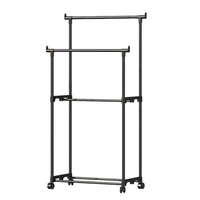 Porte-vêtements à double tige avec roues intégrées pour rangement efficace et organisation de vêtements à la maison occasions spéciales