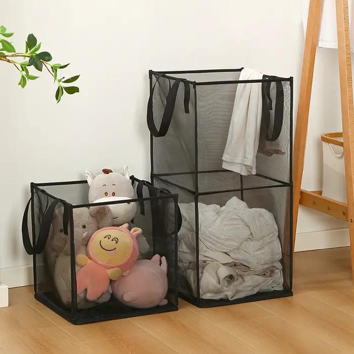 Panier à linge pliant, organisateur pour vêtements sales, salle de bain, sac de rangement en maille, panier de rangement pour vêtements ménagers