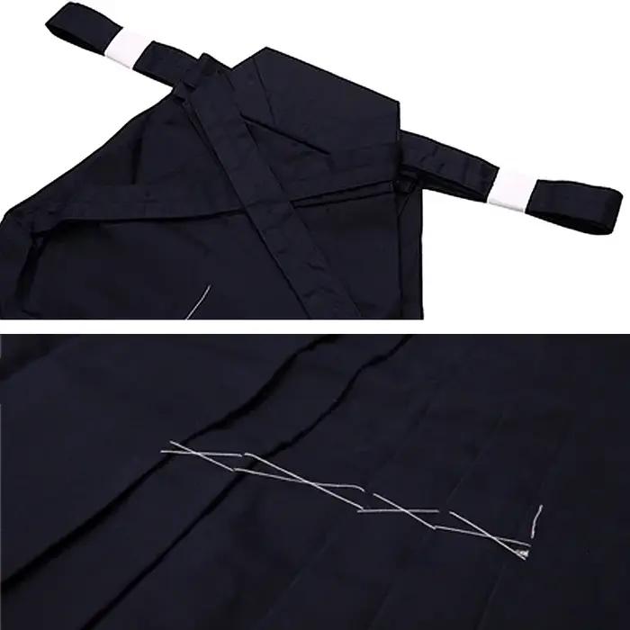 Hakama sportif en coton et polyester pour hommes, arts martiaux, aikido, hapkido, bleu marine, blanc, noir, haute qualité, entraînement intense, cordon de serrage, drap fin, pleine longueur
