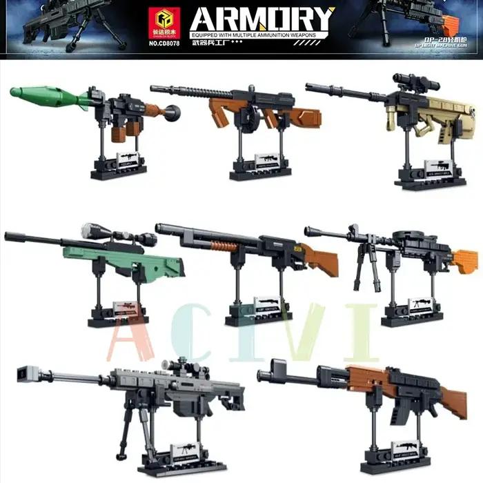 Blocs de construction techniques jouets pistolet AK47 Revolver sous-machine Sniper Barrett WW2 armée militaire guerre SWAT modèle d'arme pour les enfants