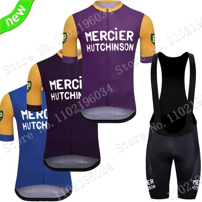 Mercier Pro Team Retro Imaging Jersey Set, Vêtements de cyclisme pour hommes, Chemises de vélo de route d'été, Cuissard à bretelles, Leesslot VTT, 2023