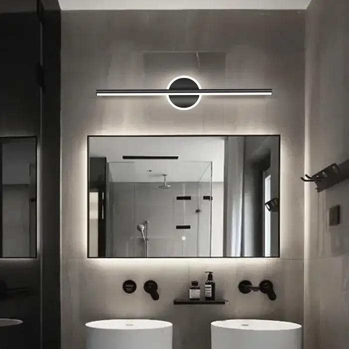 Lampe de miroir LED moderne 40/55cm applique murale salle de bains toilette noir or longue bande lum