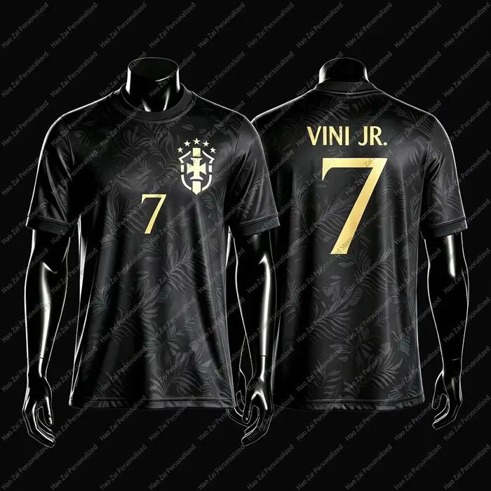 Maillots/T-shirts édition fan de l'équipe nationale du Brésil 2026 : Neymar # 10 Vinícius # 7—Hauts de sport et décontractés pour enfants, adultes, hommes et femmes