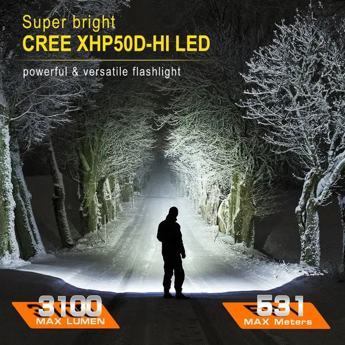 Sofirn C8L 21700 lampe de poche tactique puissante 3100lm XHP50D HI torche LED EDC Type C Rechargeab