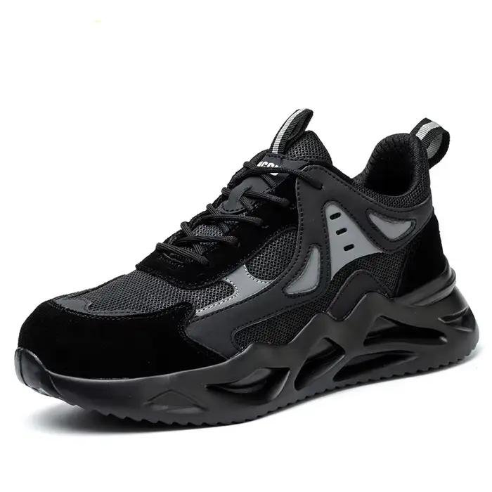 Chaussures de sécurité WOUDHONY pour hommes, bout rond en acier, semelles EVA, patch-travail, bottes de sécurité robustes et respirantes pour le printemps et l'automne