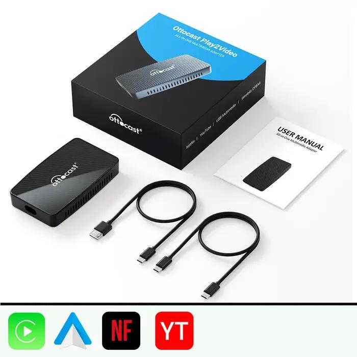 OTTOCAST Play2Video Express sans fil CarPlay sans fil Android Auto adaptateur pour Youtube Netflix lecture vidéo accesso