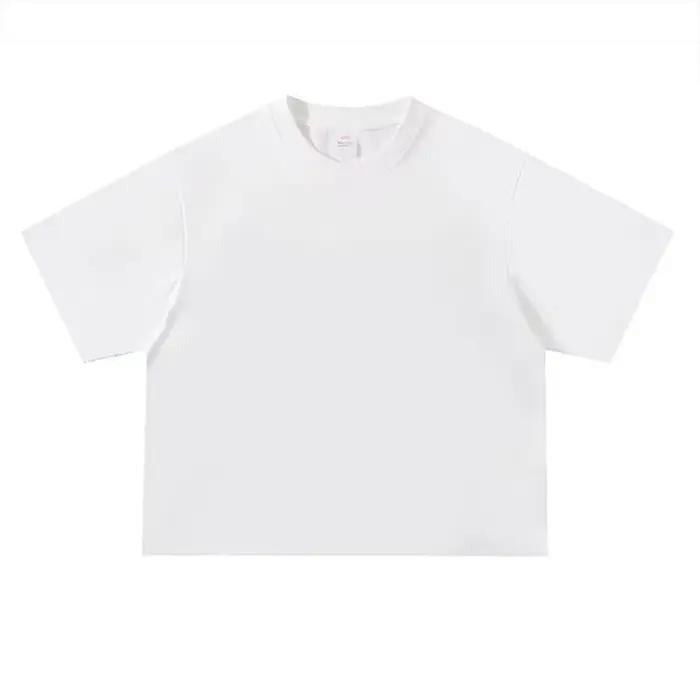T-shirts de course à manches courtes à col rond et coupe ample pour hommes, 240 GSM, 100 % coton, T-