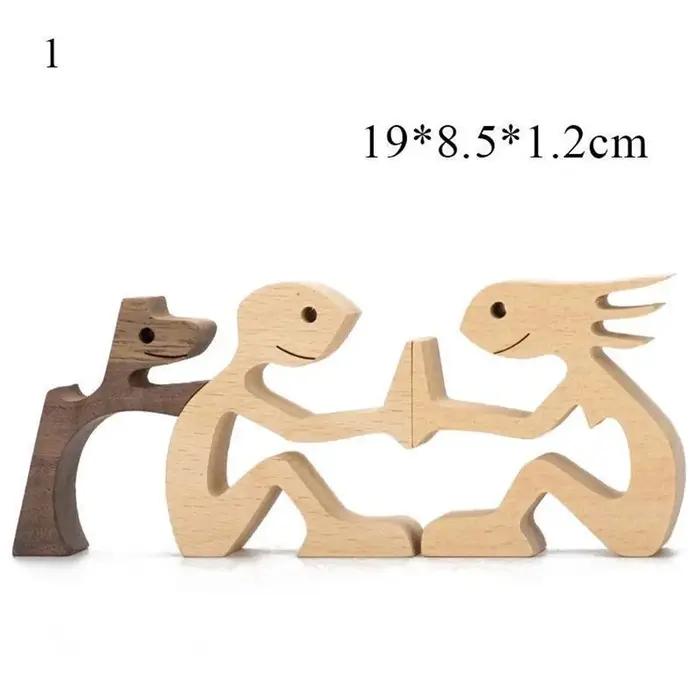 Statue de Sculpture d'homme et de chien en bois