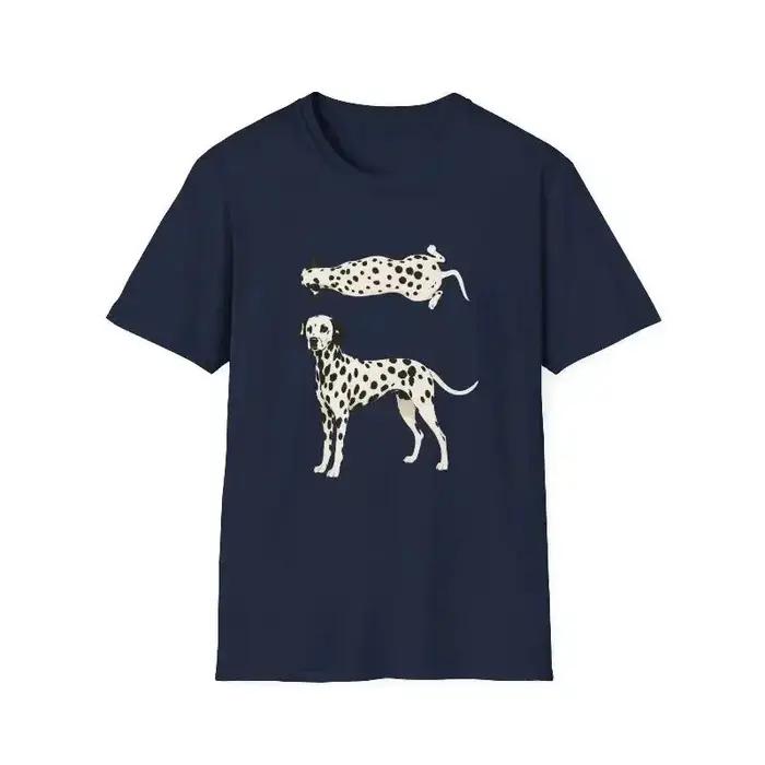 T-shirt unisexe décontracté d'été, ample et respirant, avec impression d'illustration de chien tacheté (dalmatien)