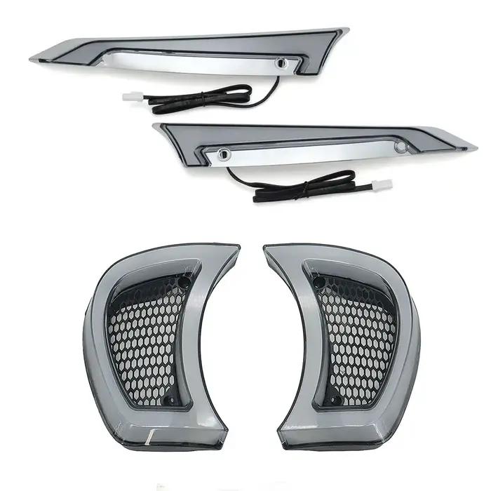 Luminaires de Pare-brise Chromés et Noirs Harley Road Glide Feux de Jour Clignotants Occasions Spéciales Moto