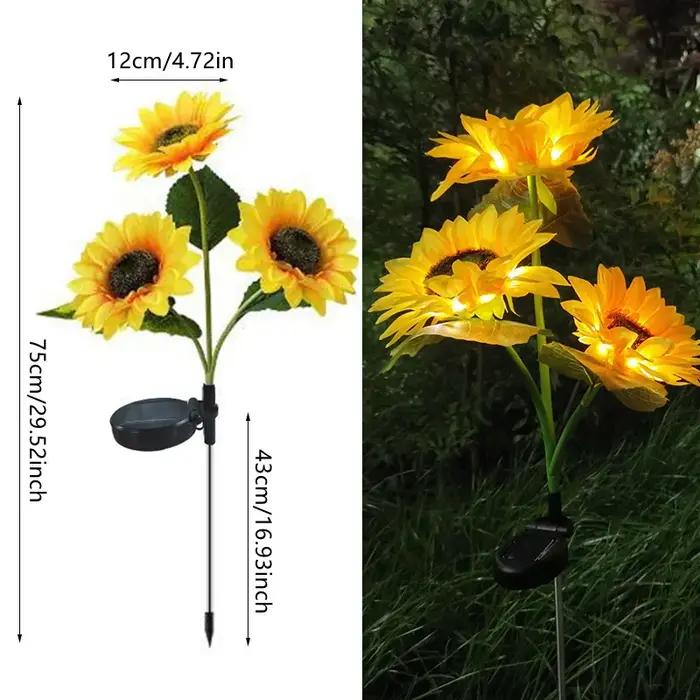 Lumière tournesol solaire extérieure en ABS avec LED blanche chaude et rouge pour jardin, patio, mariage, fêtes d'anniversaire, décoration intempéries
