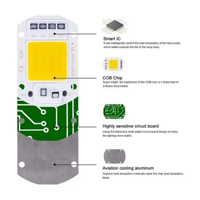 F6040 20W/30W/50W AC 220V COB Module LED puce Diodes lampe ampoule pour projecteur de mise au point