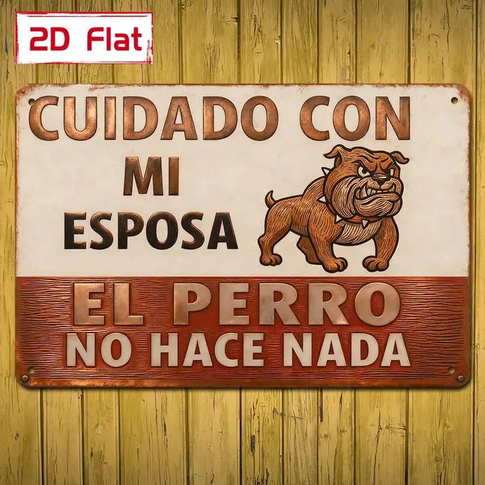 Panneau 2D plat 20x30cm avec texte espagnol « Attention